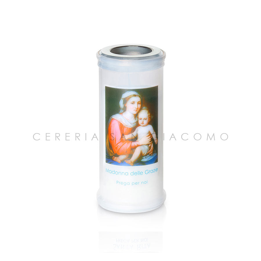 Votive candle Art. 40 with disk and image of Our Lady of Graces, box of 30