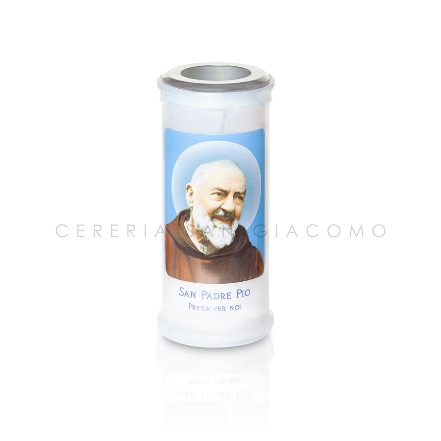 Votive candle Art. 40 with disc and image of Saint Padre Pio, box of 30