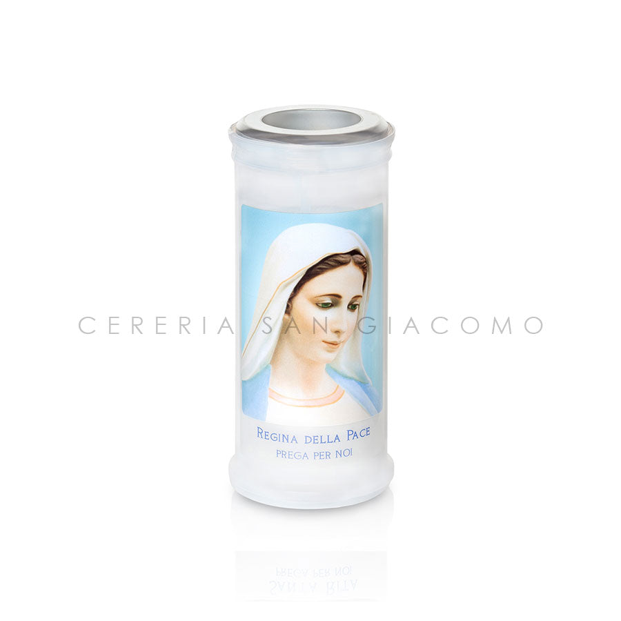 Votive candle Art. 40 with disk and image of Our Lady of Medjugorje, box of 30
