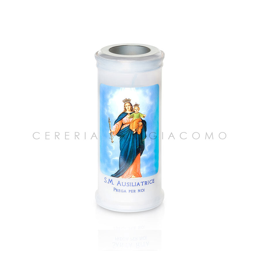 Votive candle Art. 40 with disc and image of St. Mary Help of Christians, box of 30