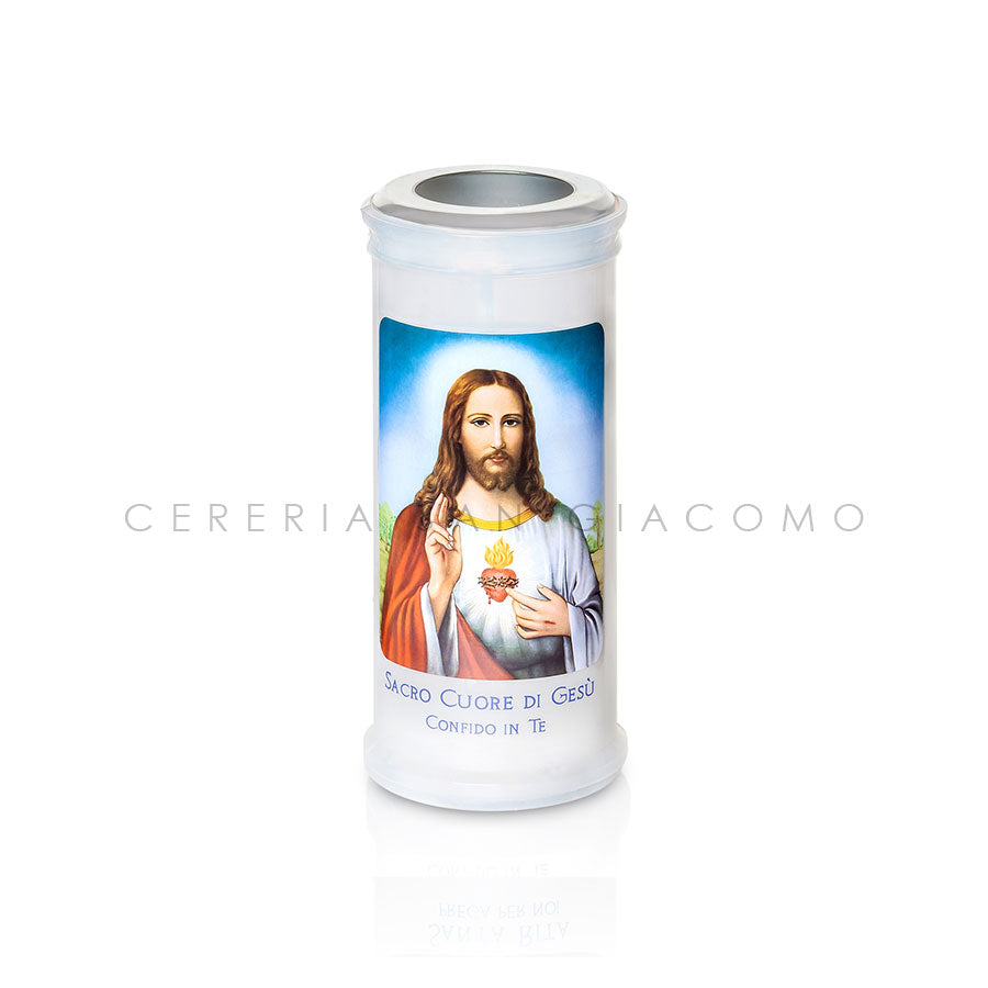 Votive candle Art. 40 with disc and image of the Sacred Heart of Jesus, box of 30