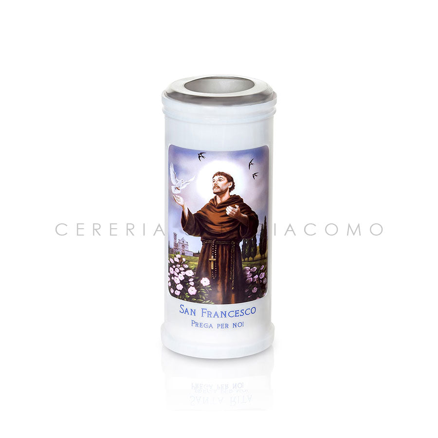 Votive candle Art. 40 with disk and image of Saint Francis, box of 30