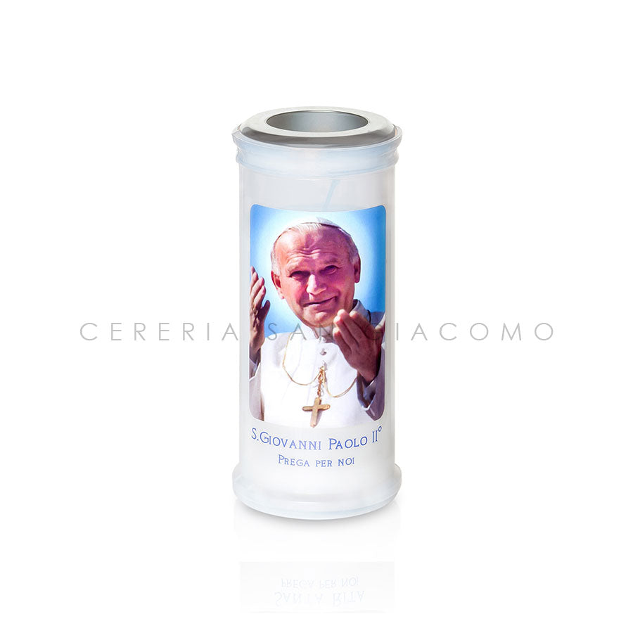 Votive candle Art. 40 with disk and image of Saint John Paul II, box of 30