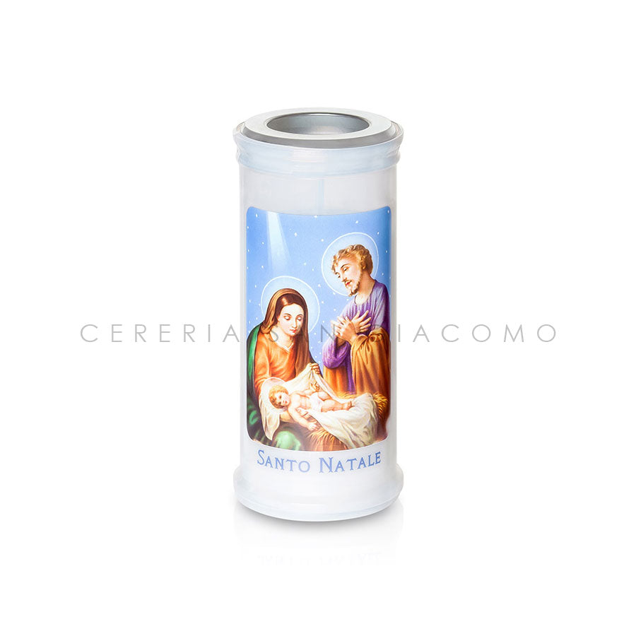 Votive candle Art. 40 with disc and image of Holy Christmas, box of 30