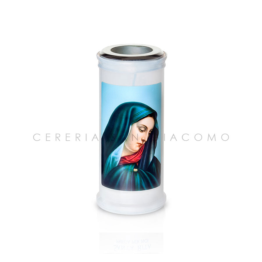 Votive candle Art. 40 with disk and image of the face of the Madonna, box of 30