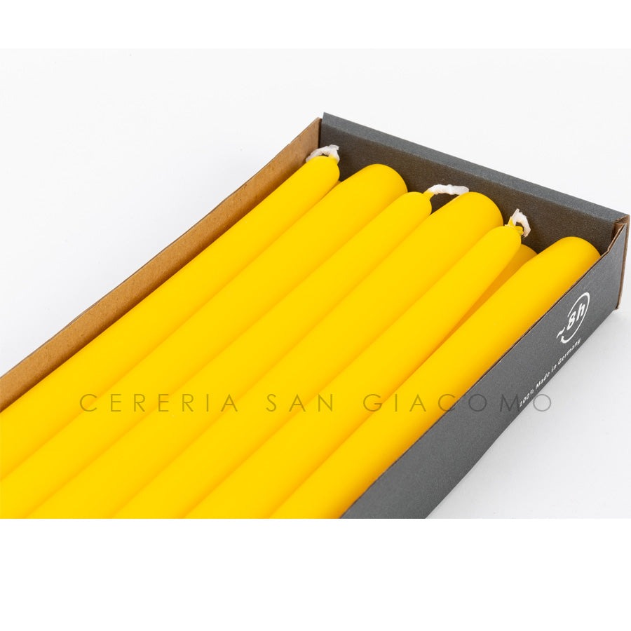 Yellow conical candles Ø23 mm. h250 mm. pack of 12 pieces