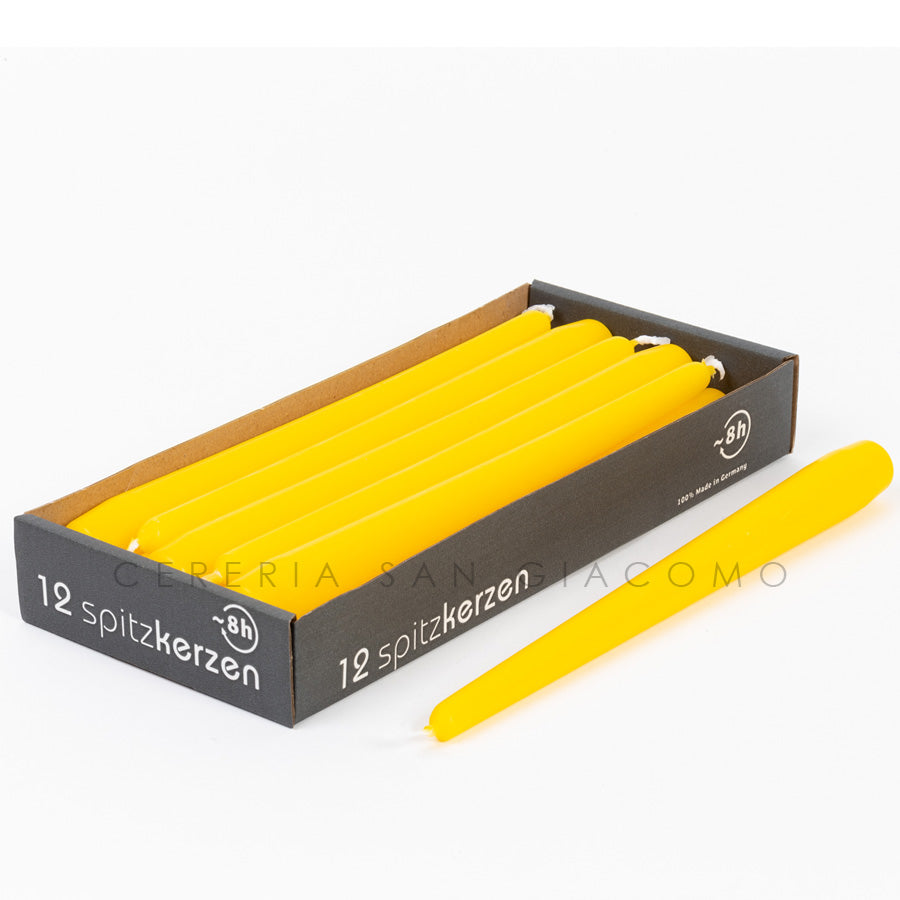 Yellow conical candles Ø23 mm. h250 mm. pack of 12 pieces