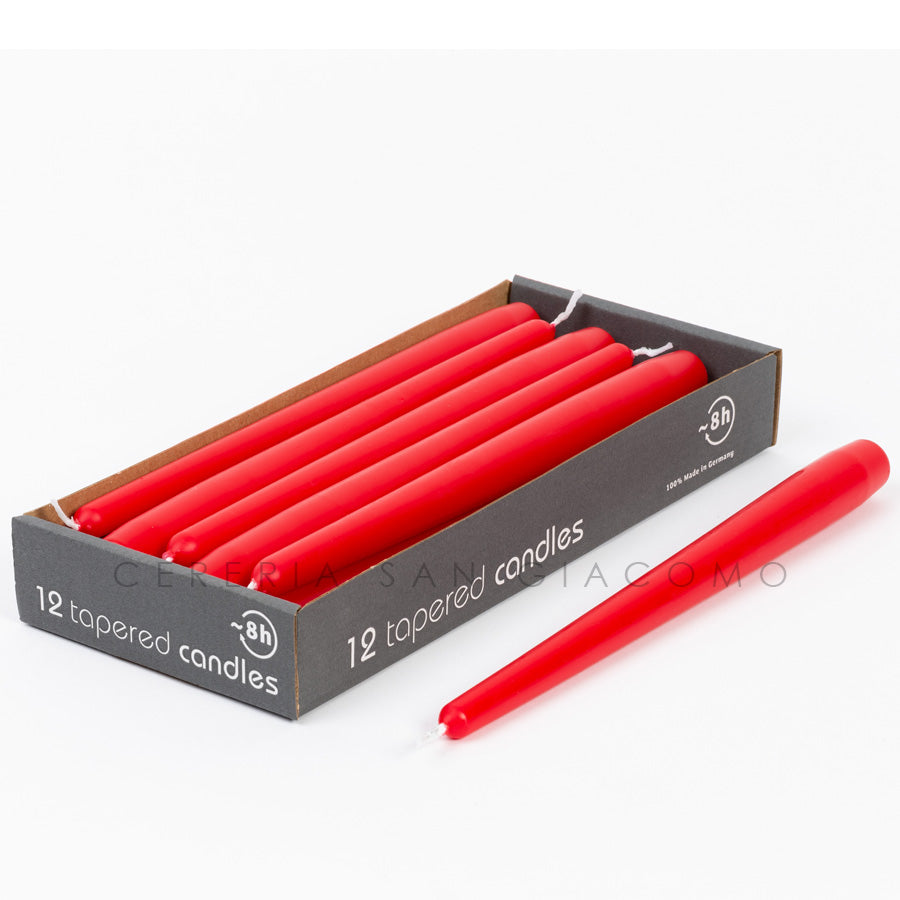 Ruby Red conical candles 23x250 mm. pack of 12 pieces