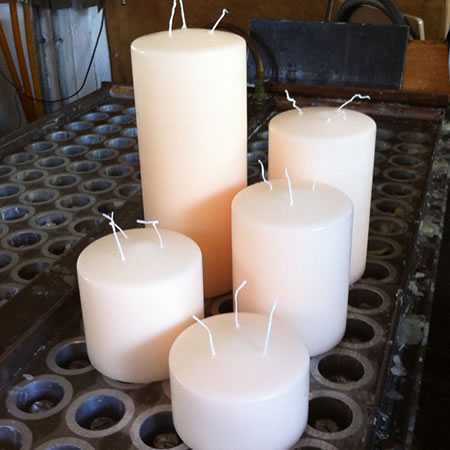 Three-wick cylindrical candles